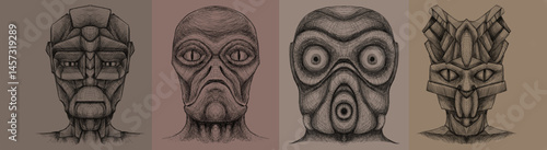 Alien creature, sketch, character idea for horror or game - digital painting. Painted on a tablet.