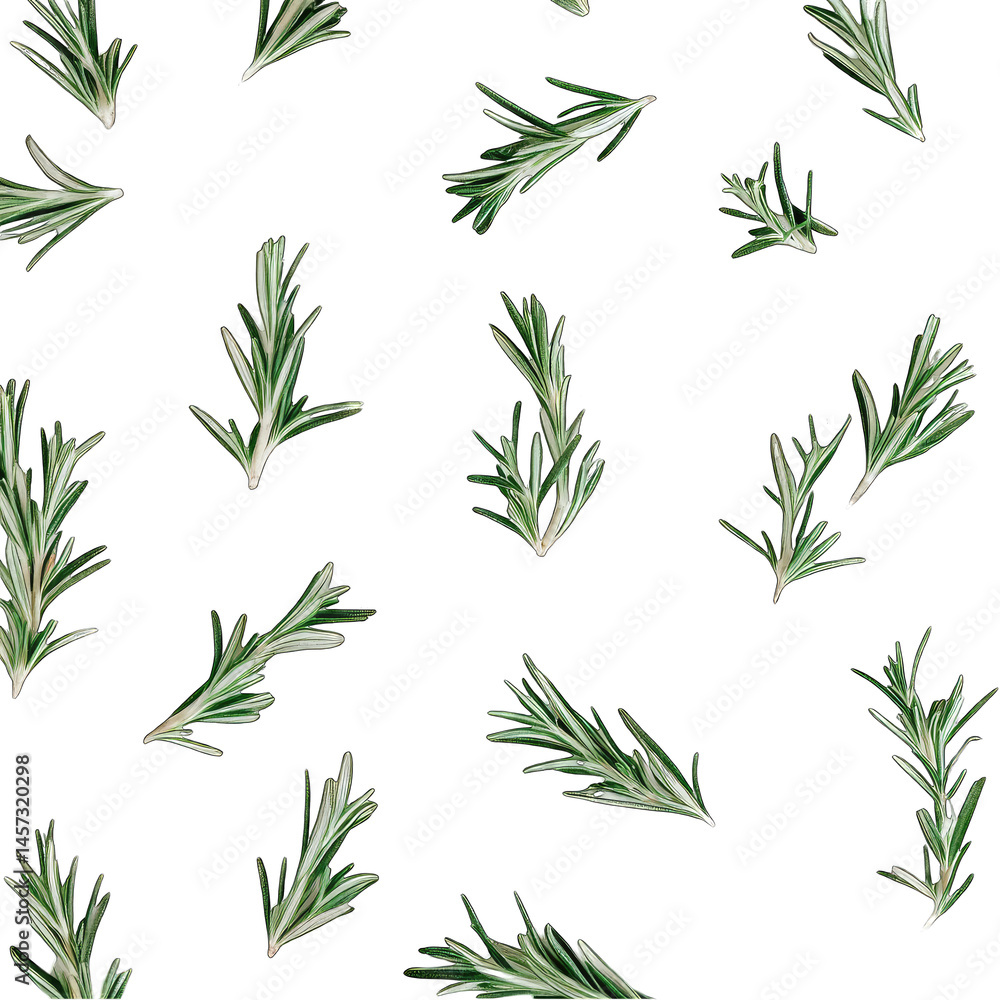 Fresh Rosemary Sprigs and Lavender Flowers Seamless Pattern isolated on transparent background Fresh Rosemary Sprigs and Lavender Flowers Seamless Pattern isolated on transparent background
