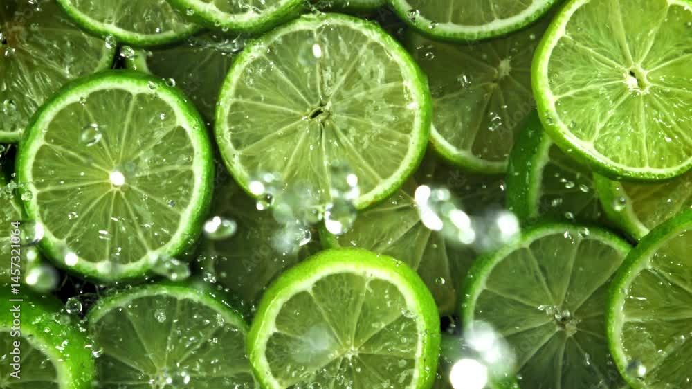 Water droplets fall on fresh lime. Filmed on a high-speed camera at 1000 fps. High quality FullHD footage Water droplets fall on fresh lime. Filmed on a high-speed camera at 1000 fps. High quality FullHD footage
