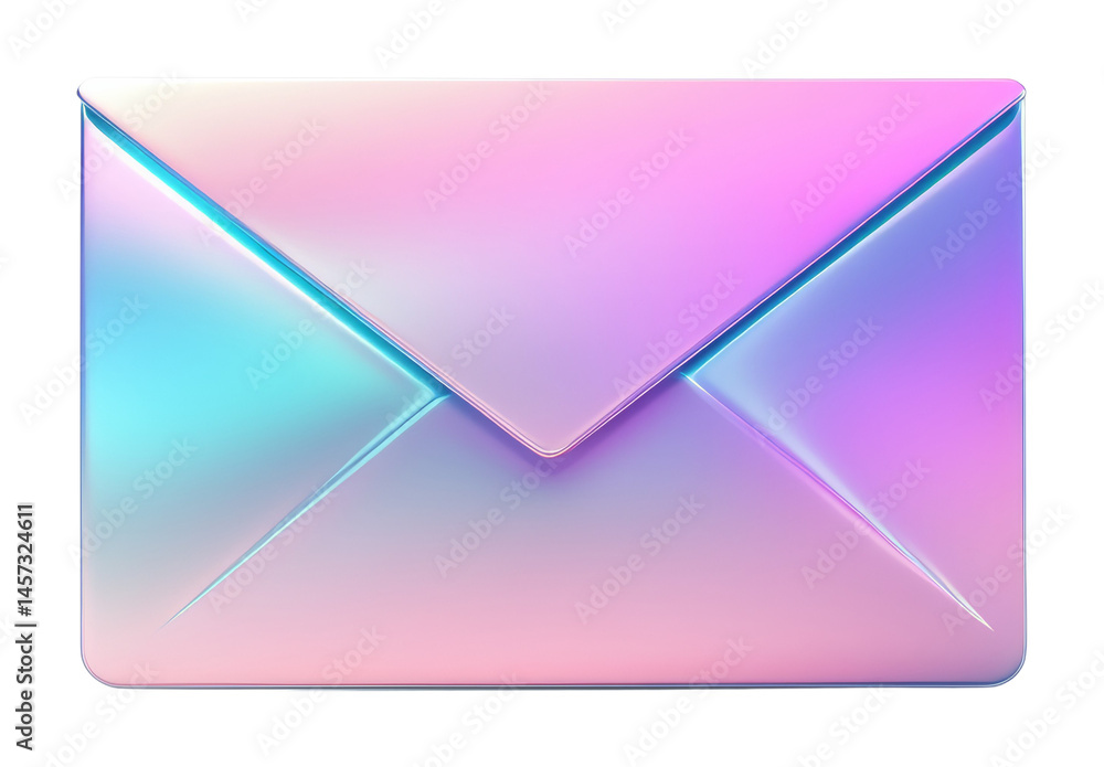 Pastel gradient envelope design with pink and blue hues on a transparent background, digital illustration Pastel gradient envelope design with pink and blue hues on a transparent background, digital illustration