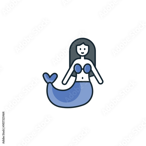 Mermaid icon design with white background stock illustration