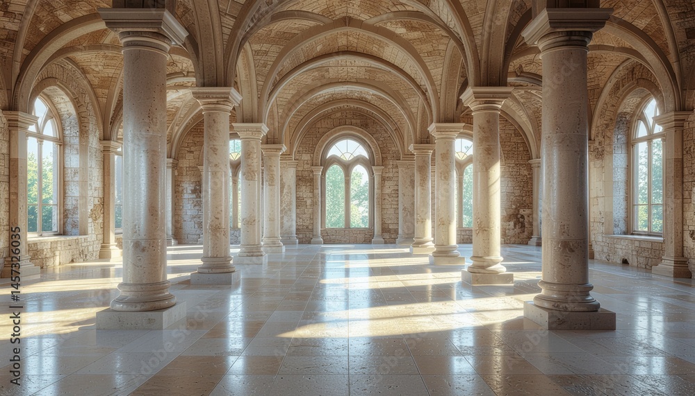 interior of a gothic style castle or palace