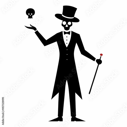 Silhouette art illustration of a magician performing magic.