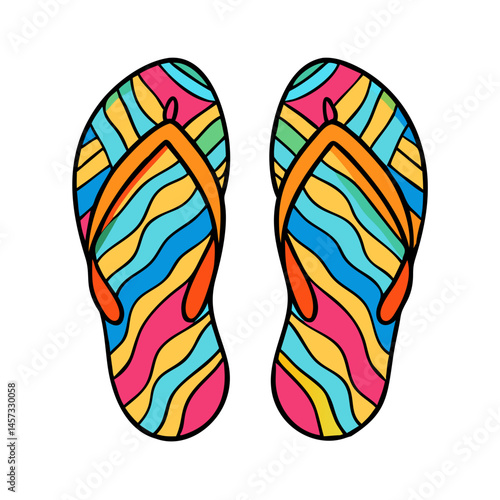 Colorful summer flip flops beach sandals footwear vacation travel fashion accessories style design