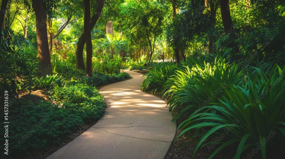 Fototapeta premium Serene Pathway Through Lush Garden