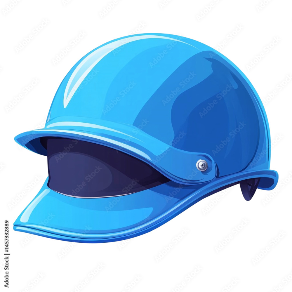 Fototapeta premium Shiny blue helmet with visor safety gear head protection