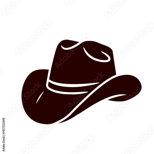 Black silhouette of cowboy hat isolated on white background. icon. vector illustration