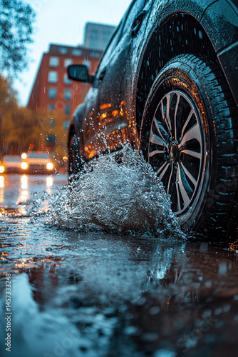 car in the rain