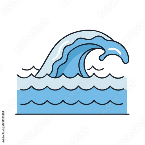 Illustration of ocean wave, sea, water, blue wave, beach wave, ocean, surf, tidal wave, water wave