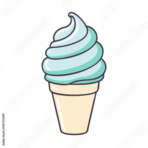 Delicious swirl ice cream cone vector illustration sweet dessert frozen treat summer food graphic design