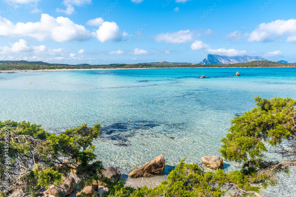 Lu Impostu beach under a blue sky in spring