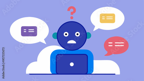 Chatbot Responses A frustrated user interacting with a chatbot that gives unhelpful responses based on biased training data illustrating problems in customer service due to biases.