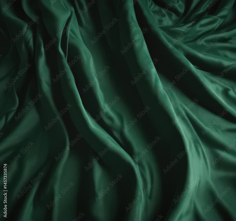 Fototapeta premium Emerald velvet, dramatic folds, plush surface Extravagant, high-quality feel , emerald, still life