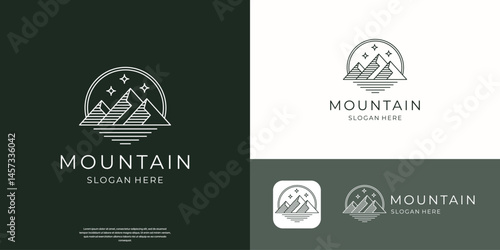inspiration mountain logo with line style minimalist design.