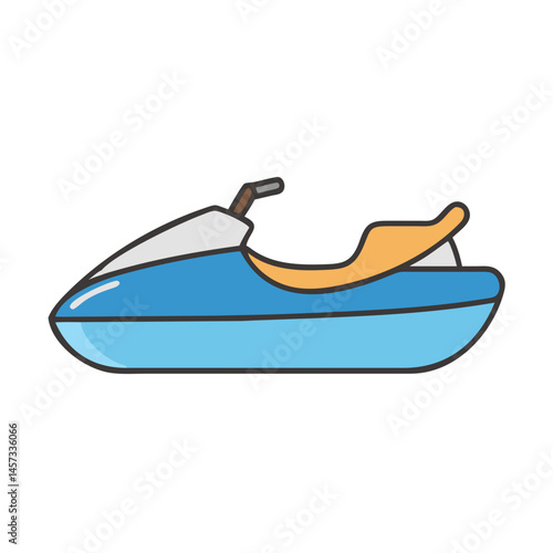 Illustration of blue jet ski watercraft personal watercraft vehicle water sport recreation summer ride fun, 90