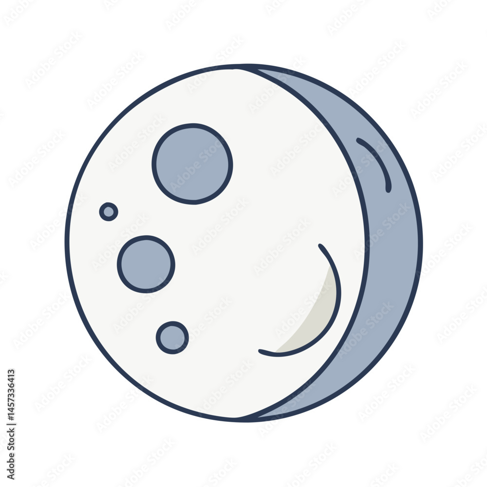 Fototapeta premium Cartoon moon illustration lunar surface astronomy celestial body space exploration cosmic object art