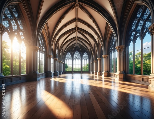 Obraz na płótnie interior of a gothic style room with open space w salonie