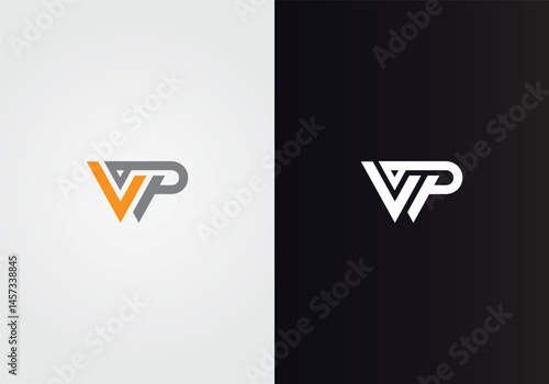 Letter VP Abstract Triangle Logo Design Modern Elegant Creative Vector Template.