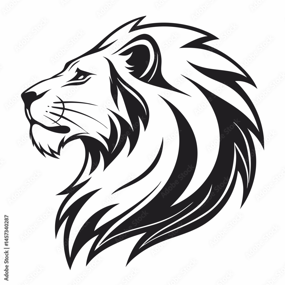 Fototapeta premium Modern lion head logo icon in flat vector format, symbol of courage, leadership, and luxury branding