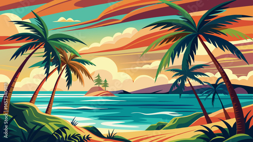 This isn’t just a tree—it’s a symbol of coastal life, of warm winds and wide skies.
A frame of fan palms against the sea tells a story of summer that never ends.
Your vector can convey the balance bet