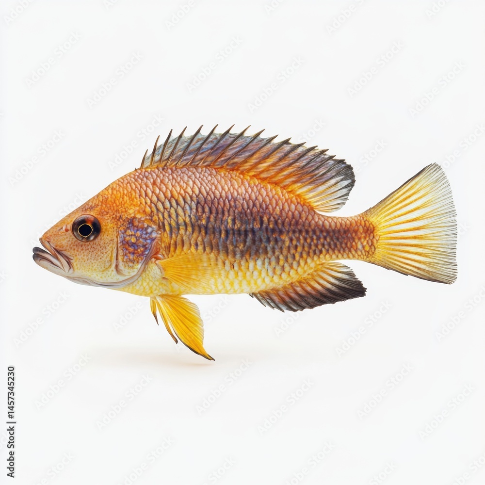 Lake Tanganyika Cichlid, side view, full body with fins Lake Tanganyika Cichlid, side view, full body with fins