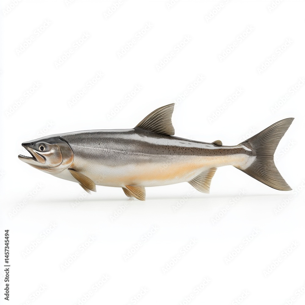 Fototapeta premium Threadfin Salmon, side view, full body with fins