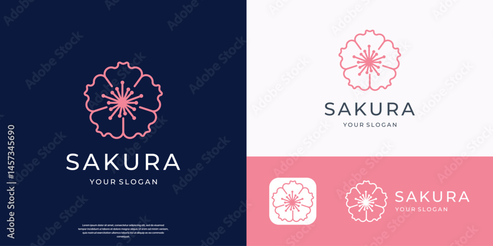 Fototapeta premium Sakura flower logo icon flat design template vector illustration