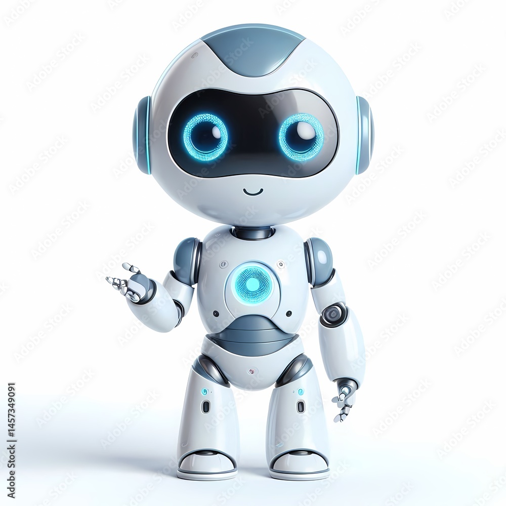 AI, advanced cute chatbot, or robot talking 3d HD images isolated on a white background are best for creating artificial intelligence technology logos. communication, cyberspace, and cybersecurity.
