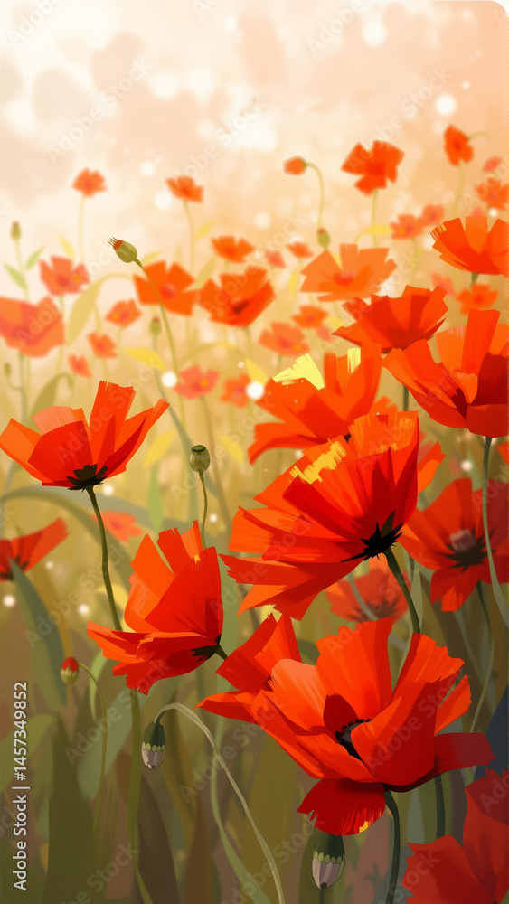 custom made wallpaper toronto digitalRed poppies growing in the field in summer