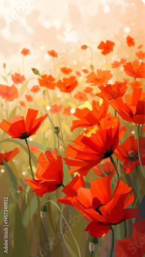 Wallpaper Mural Red poppies growing in the field in summer Torontodigital.ca