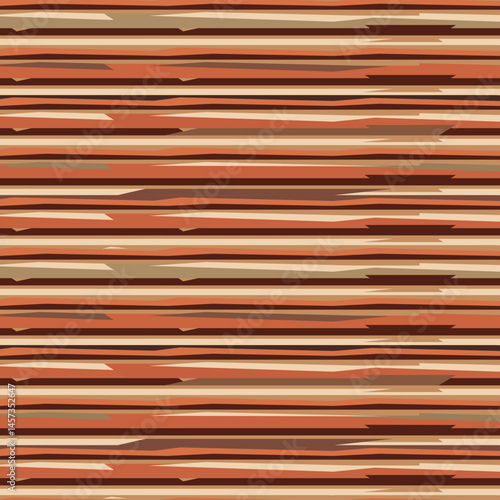 Seamless abstract striped pattern with horizontal jagged lines in warm earthy tones vector