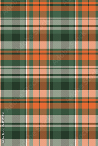 Checks vector texture tartan, outside fabric textile background. Editable check seamless plaid pattern in green and dark colors.