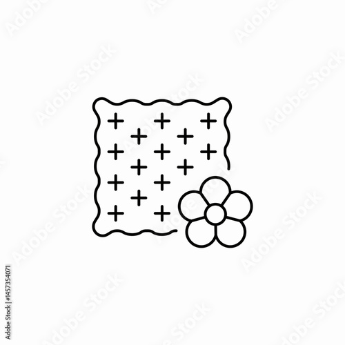 embroidered fabric flower icon sign vector