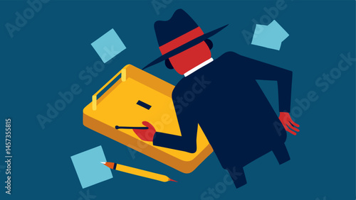 Highlighting Evidence A topdown view of the detective using a highlighter to mark important details in an old case file illustrating their analytical approach to problemsolving.