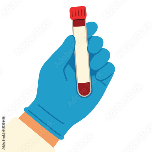 Gloved Hand Holding Blood Test Tube Illustration