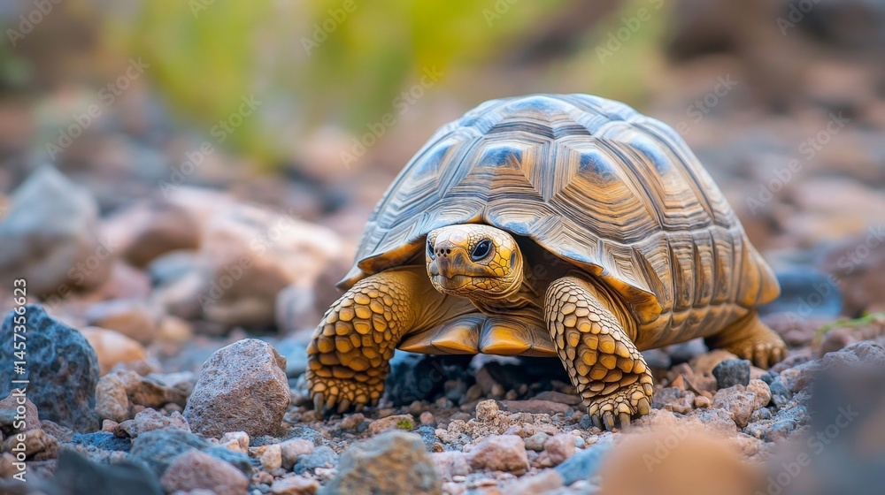 Obraz premium Majestic Galapagos Tortoise on Volcanic Rocks