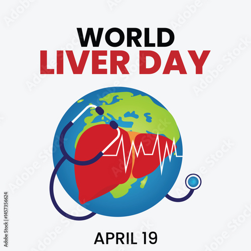 World Liver day on April 19th Illustration to Raise Global Awareness of Hepatitis in Flat Cartoon Hand Drawn for Web Banner or Landing Page Templates