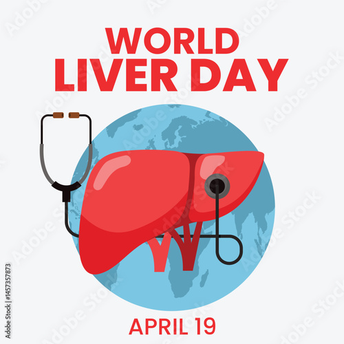 World Liver day on April 19th Illustration to Raise Global Awareness of Hepatitis in Flat Cartoon Hand Drawn for Web Banner or Landing Page Templates