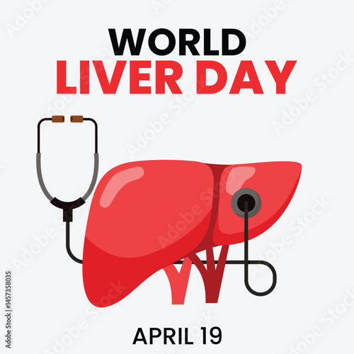 World Liver day on April 19th Illustration to Raise Global Awareness of Hepatitis in Flat Cartoon Hand Drawn for Web Banner or Landing Page Templates