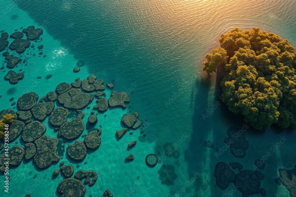 Tropical Lagoon Overhead View