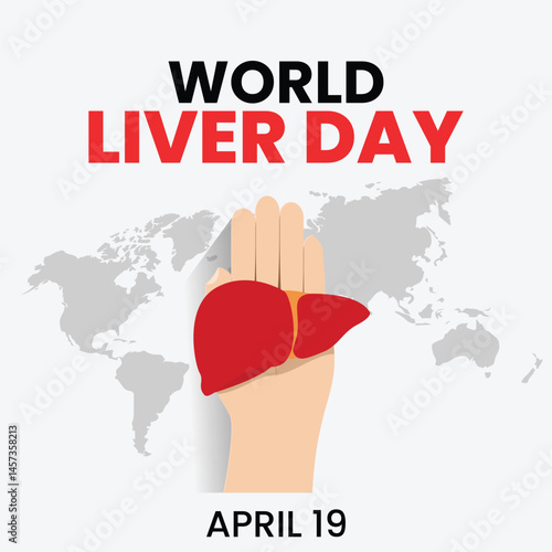 World Liver day on April 19th Illustration to Raise Global Awareness of Hepatitis in Flat Cartoon Hand Drawn for Web Banner or Landing Page Templates