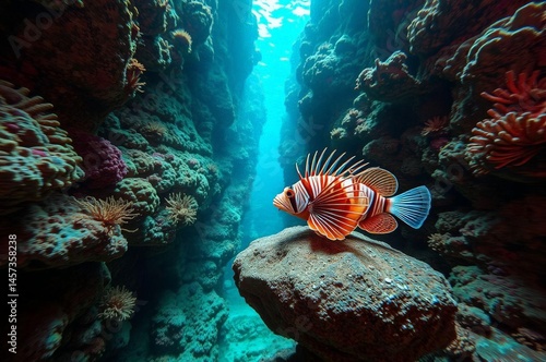 Vibrant Underwater Coral Canyon