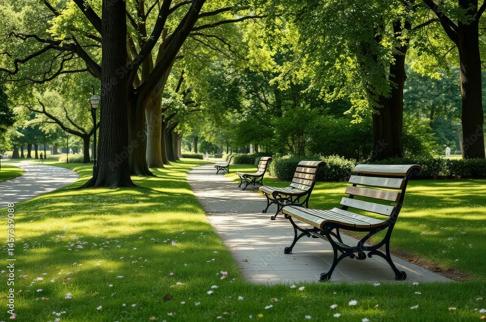 Serene Park Benches on Parade Route