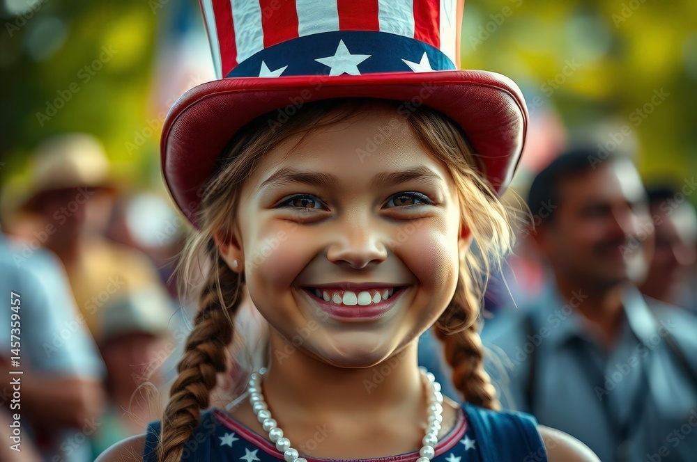 Mischievous Girl in Uncle Sam Hat