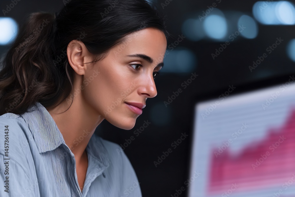 Fototapeta premium female professional reviewing team performance dashboard