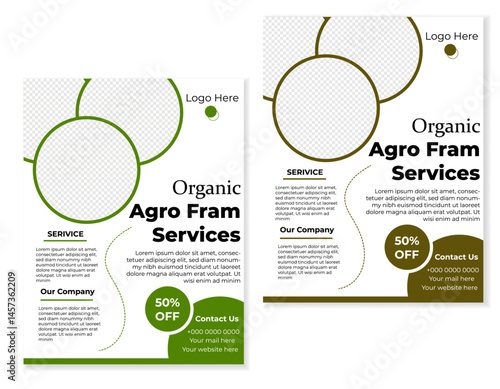 Organic flyer design template and Lawn gardening flyer layout