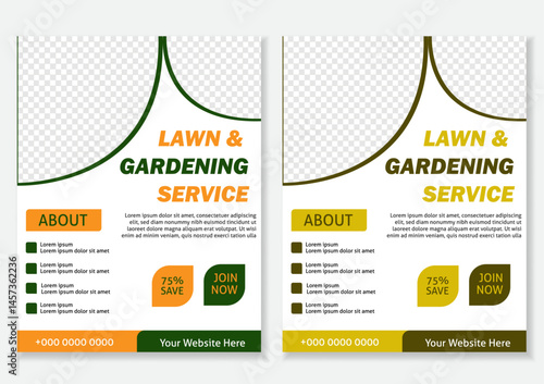 Lawn gardening and Organic flyer design template