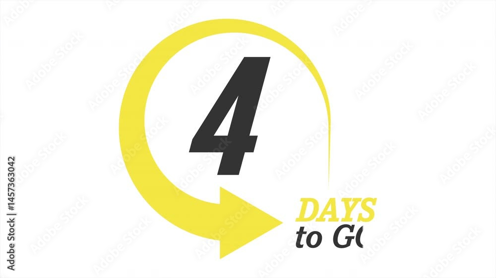 4 days to go. Stylized countdown icon. An animated banner for the start of a sale, presentation, or promotional event