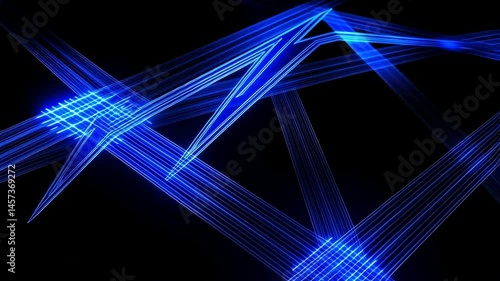 Loop Animation of Neon Blue Arrows Moving Across Black Background