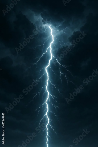 Lightning Strike in Stormy Night Sky